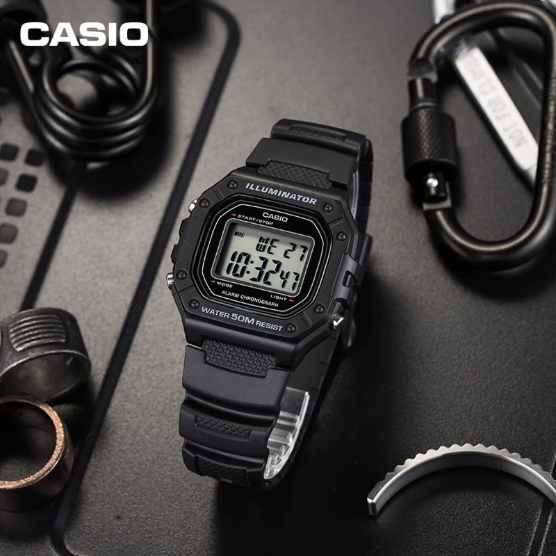 Vintage Digital Watch - Oryginalny cyfrowy zegarek sportowy Casio W-218H-1A