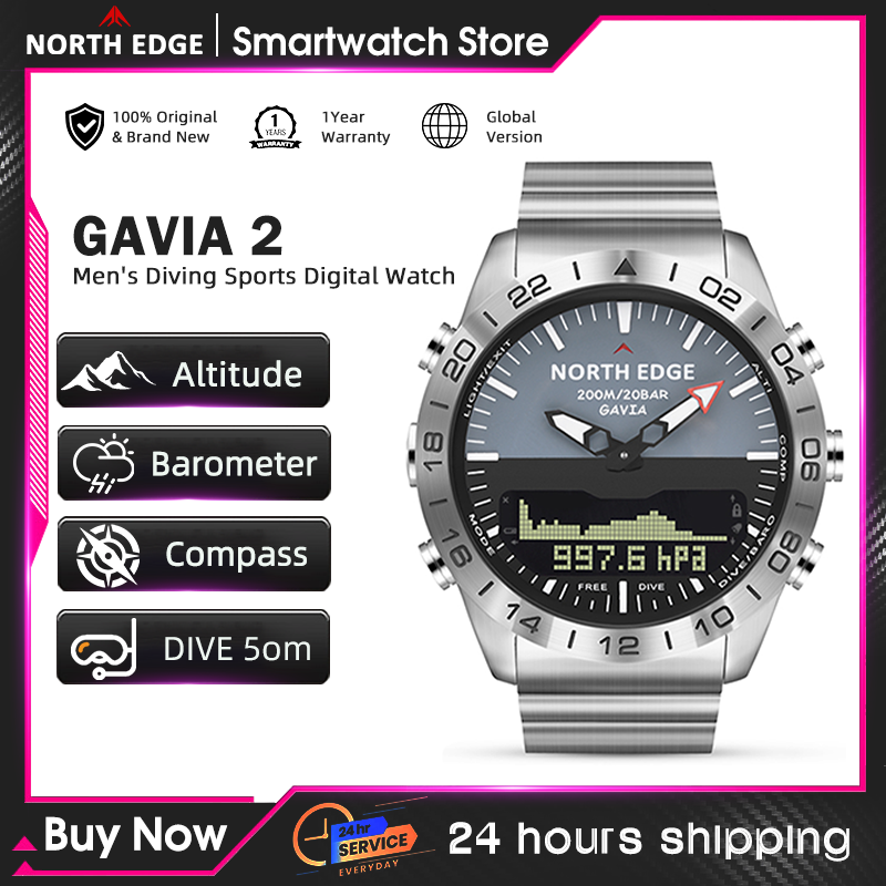 Smartwatch Army Watches For Men - NORTH EDGE Męski Zegarek Nurkowy Wojskowy