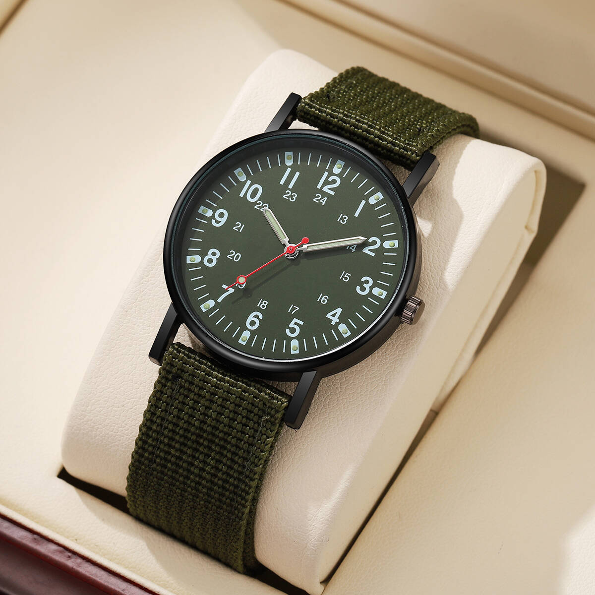 Solar Powered Watch - Męskie zegarki casualowe z nylonowym paskiem,