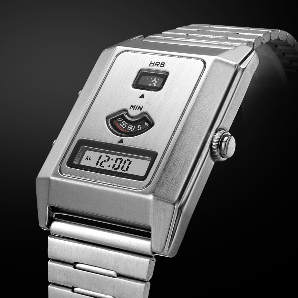 Vintage Digital Watch - Męski zegarek kwarcowy z podwójnym mechanizmem,