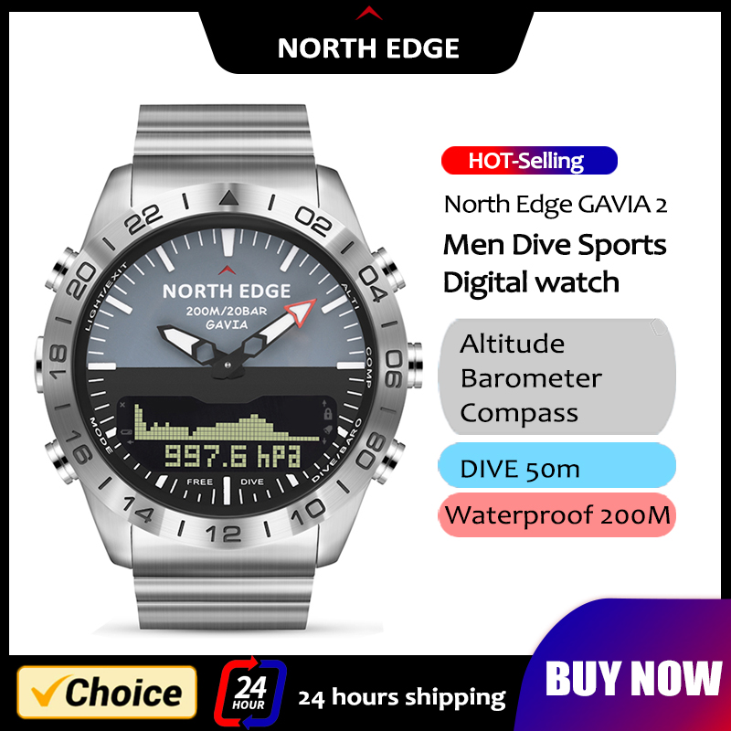 Smartwatch Army Watches For Men - NORTH EDGE Męski Zegarek Nurkowy Wojskowy