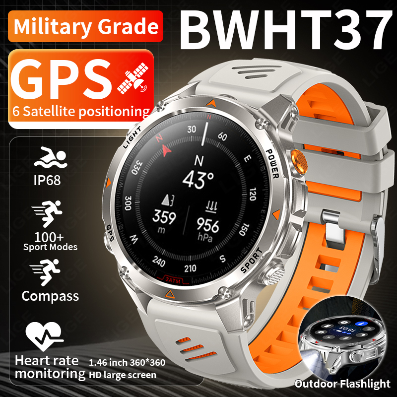 Smartwatch Watches Smart - LIGE Wytrzymały Smartwatch z GPS, Latarką
