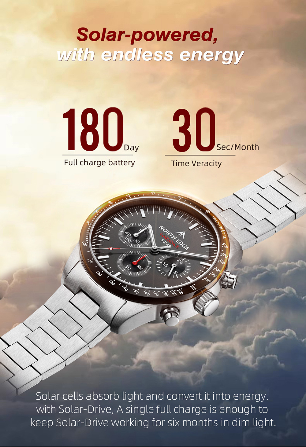 Solar Powered Watch - Nowy zegarek kwarcowy Pointer Solar z
