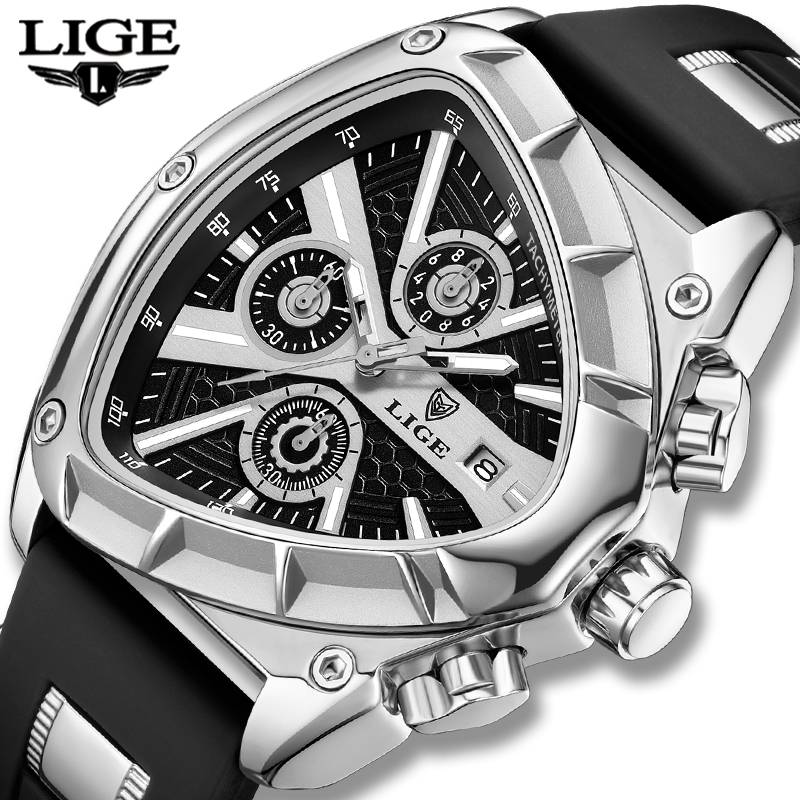 Smartwatch Army Watches For Men - Zegarek męski LIGE Fashion, trójkątny chronograf,