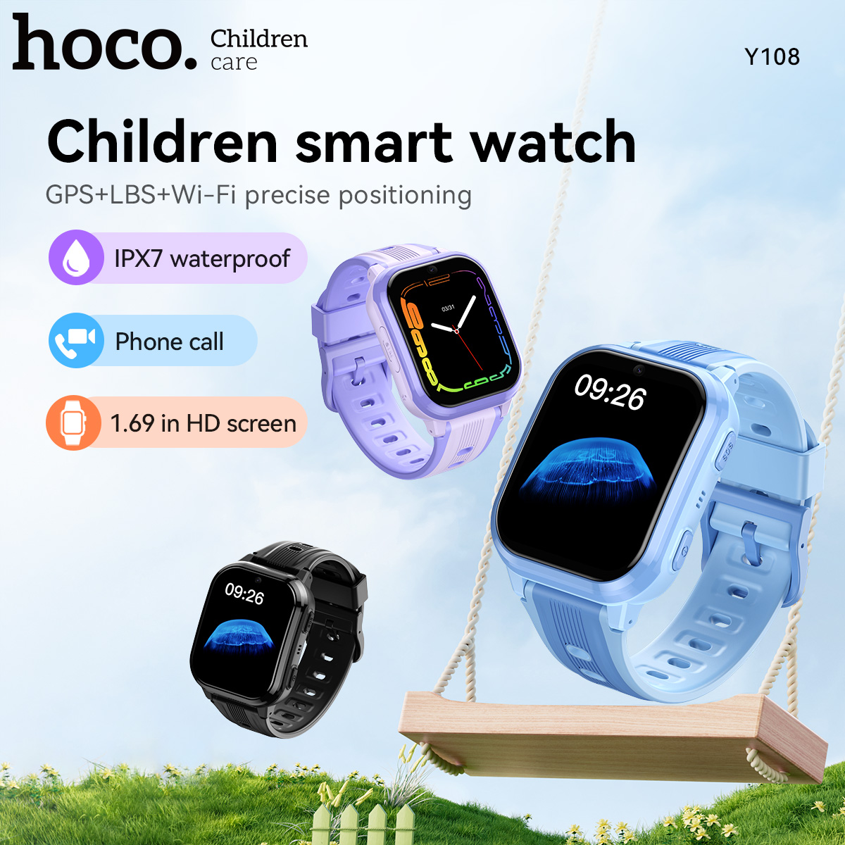 Smartwatch Watches For Kid Boy - HOCO Y108 1.69-calowy zakrzywiony ekran dotykowy