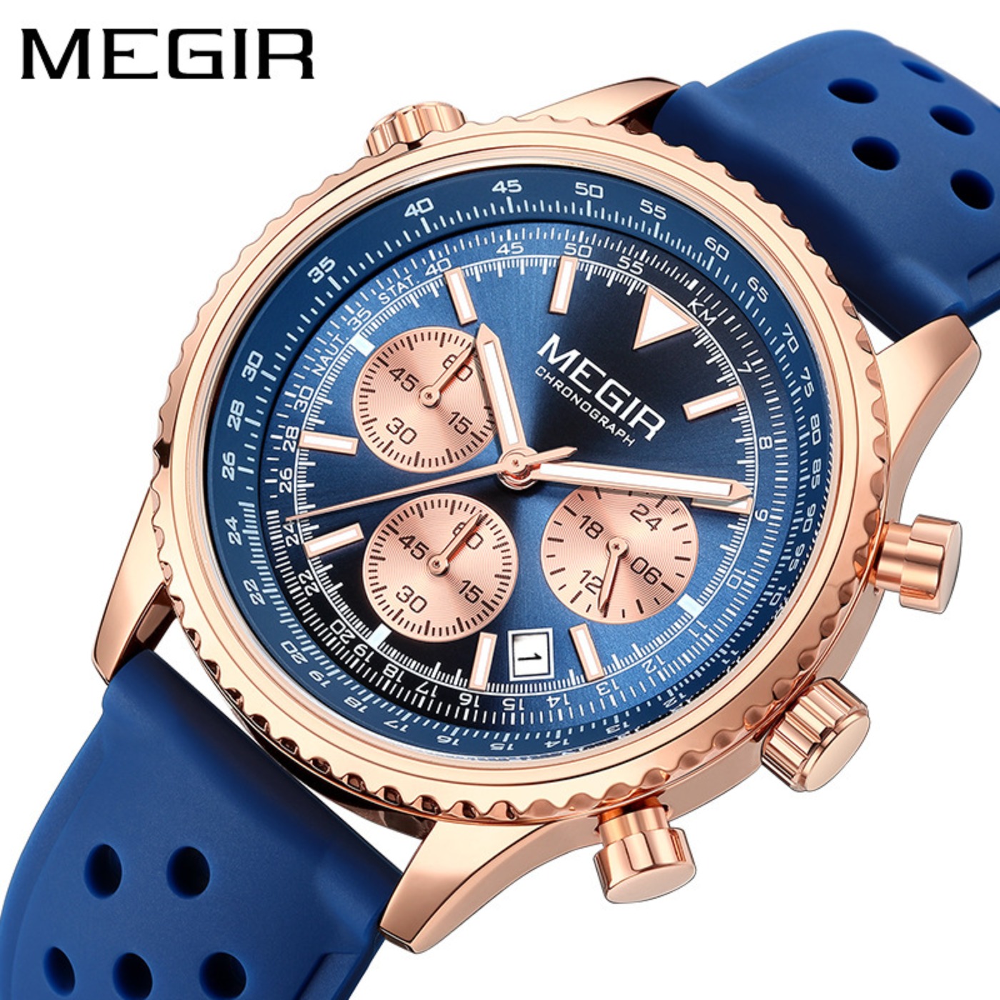 MEGIR Srebrno-Czarny Zegarek K – Chronograph Sport Watch recenzja i cena