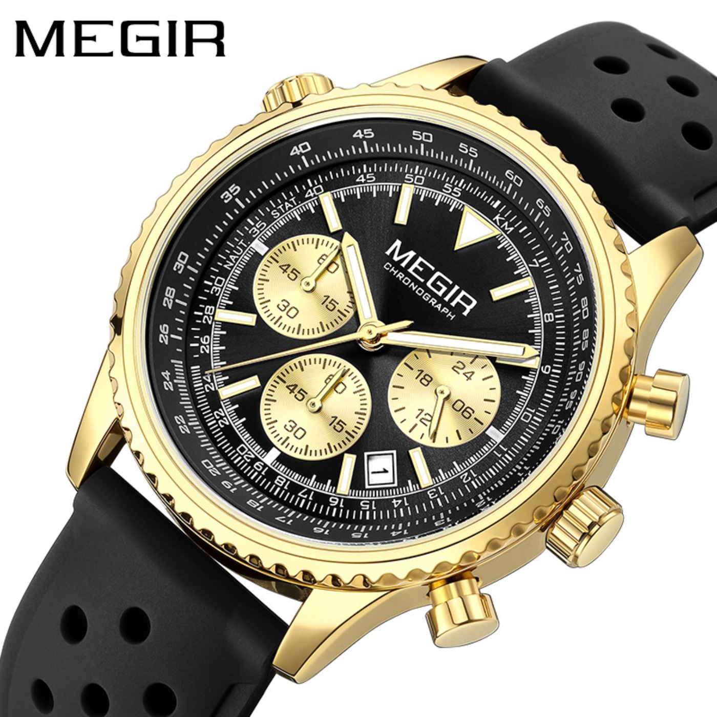 MEGIR Srebrno-Czarny Zegarek K – Chronograph Sport Watch recenzja i cena