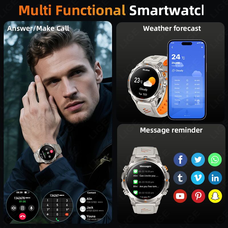 LIGE Wytrzymały Smartwatch z G – Smartwatch Watches Smart recenzja i cena