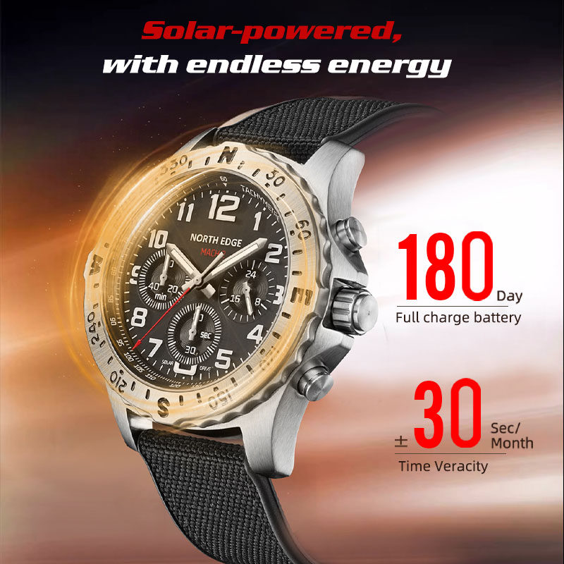 NORTH EDGE MACH 2 Męskie Zegar – Solar Powered Watch recenzja i cena